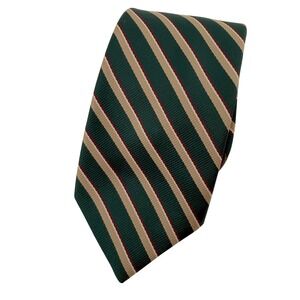 Resilio Men's Striped Silk Tie Green Tan Burgundy Classic Necktie